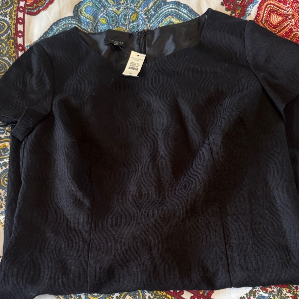 Talbots Black Textured Mini Dress